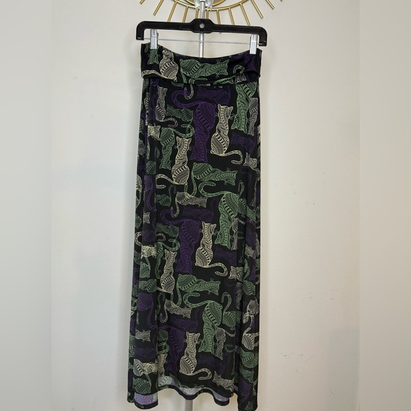 LuLaRoe cat maxi skirt cat lovers long skirt black Stretch material Small Medium - Picture 4 of 7